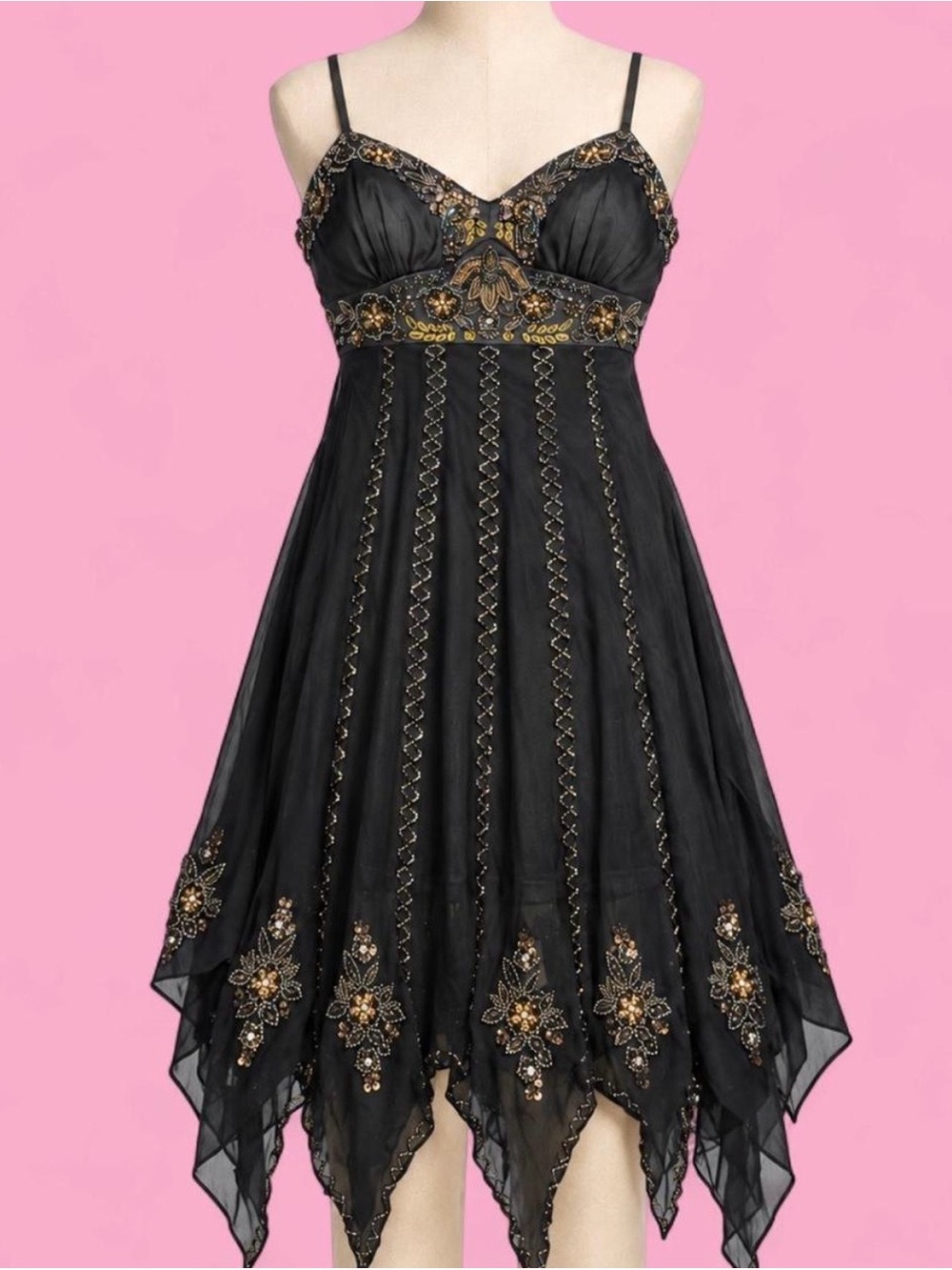 Lara Design Silk Beaded Fairycore Dress Sz 8 Sue Wong Inspired